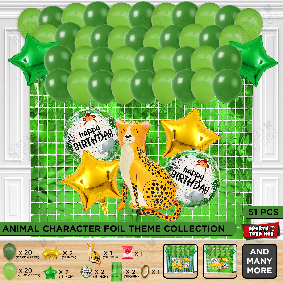 Jungle Safari Leopard Foil Balloon Set Theme