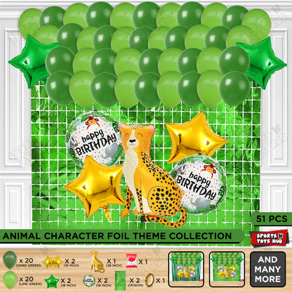 Jungle Safari Leopard Foil Balloon Set Theme