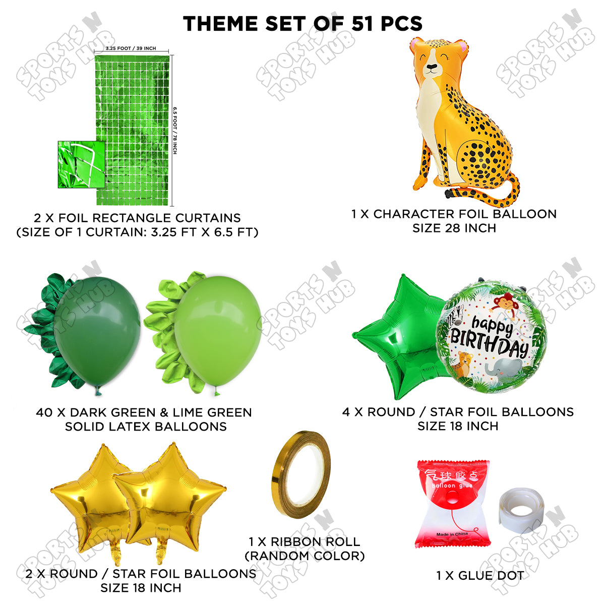Jungle Safari Leopard Foil Balloon Set Theme