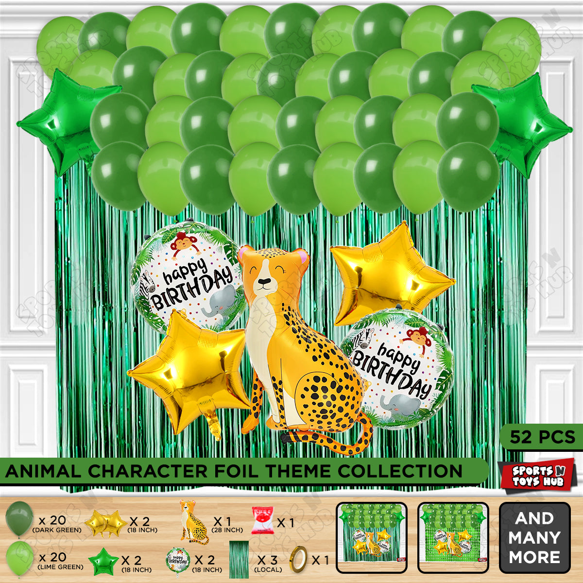 Jungle Safari Leopard Foil Balloon Set Theme