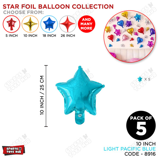 10 Inch - Light Pacific Blue Star Foil Balloon