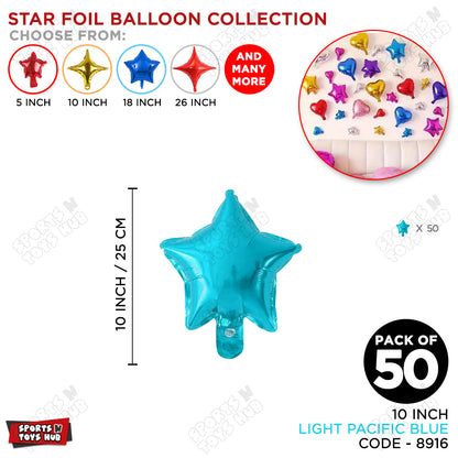 10 Inch - Light Pacific Blue Star Foil Balloon