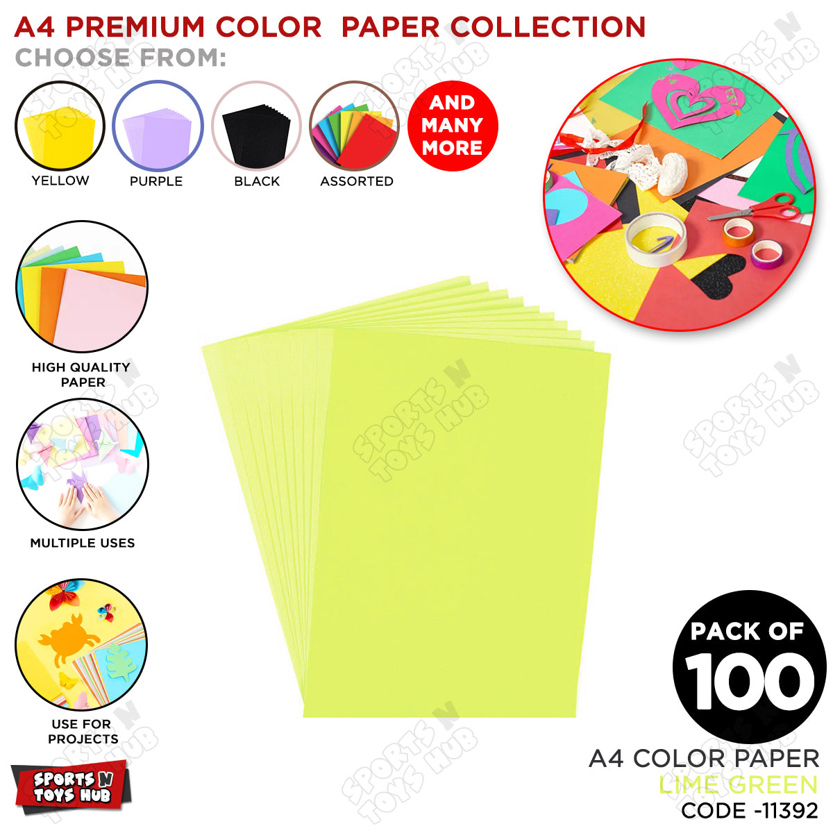 A4 Premium Color Paper – Pack of 100 Sheets