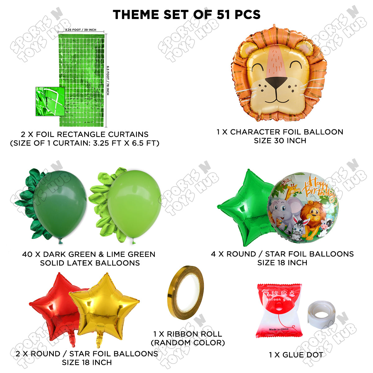 Lion Animal Character Foil Balloon Set Theme