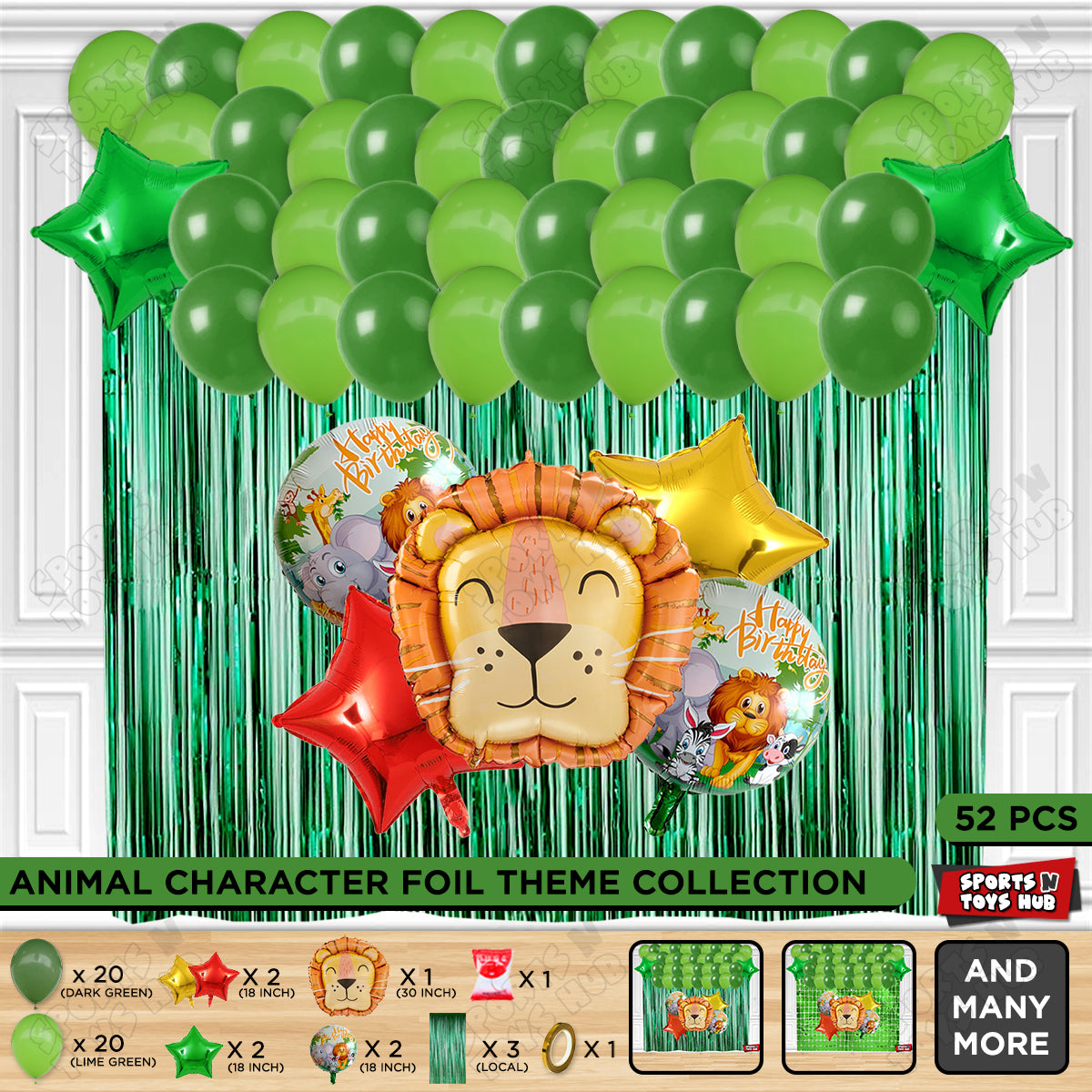 Lion Animal Character Foil Balloon Set Theme