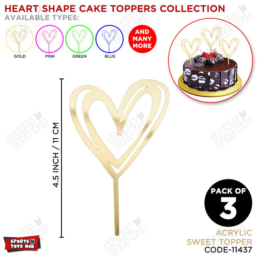 Heart Shape Sweet Topper - Pack Of 3