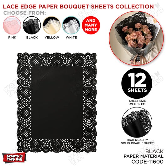 Lace Edge Paper Bouquet Wrapping Sheets - Pack of 12