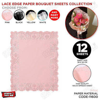 Lace Edge Paper Bouquet Wrapping Sheets - Pack of 12