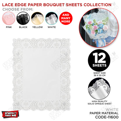 Lace Edge Paper Bouquet Wrapping Sheets - Pack of 12