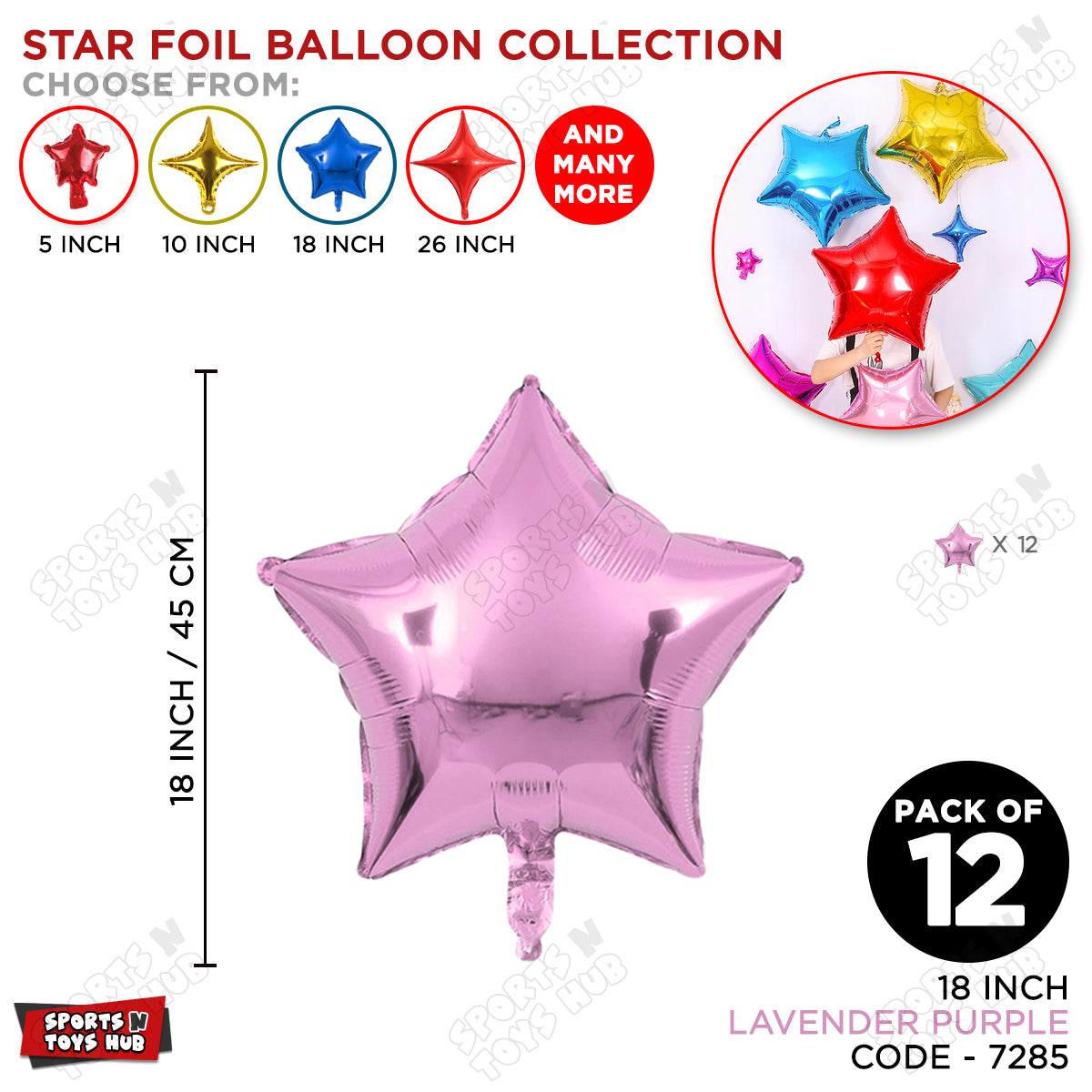 18 Inch - Lavender Purple Star Foil Balloon
