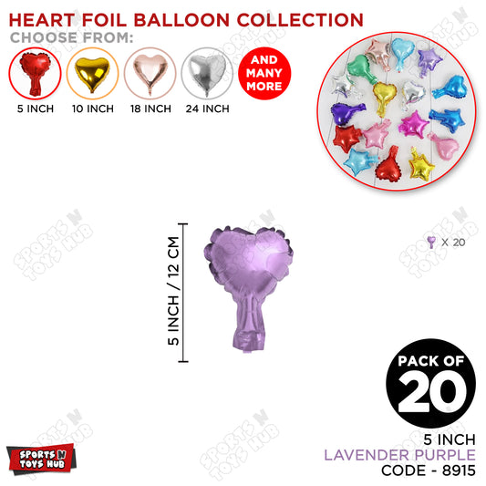 5 Inch - Lavender Purple Heart Foil Balloon