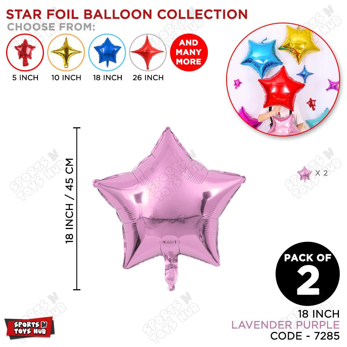 18 Inch - Lavender Purple Star Foil Balloon
