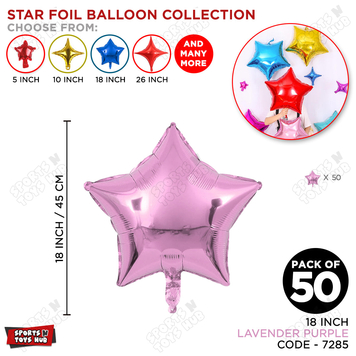 18 Inch - Lavender Purple Star Foil Balloon