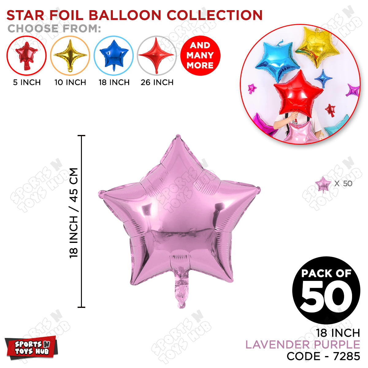 18 Inch - Lavender Purple Star Foil Balloon