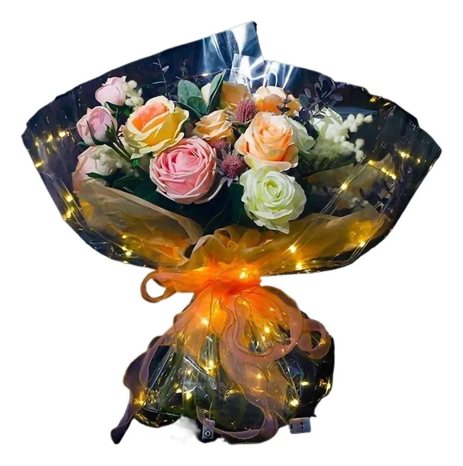 LED Light Bouquet Wrapping Sheet – Transparent Cellophane Sheet for Flower Arrangements & Gift Wrapping