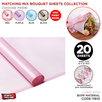 New Matching Mix - Frosted Wrapping Paper with Coloured Border - Floral Bouquet Wrapping Sheets