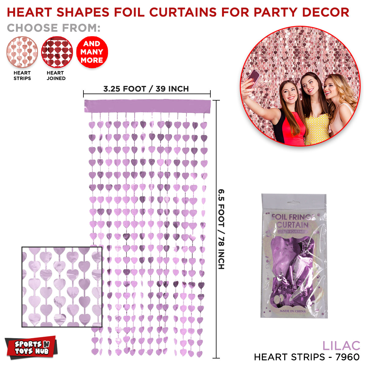 Tinsel Heart Strips Shape Foil Fringe Curtain Collection
