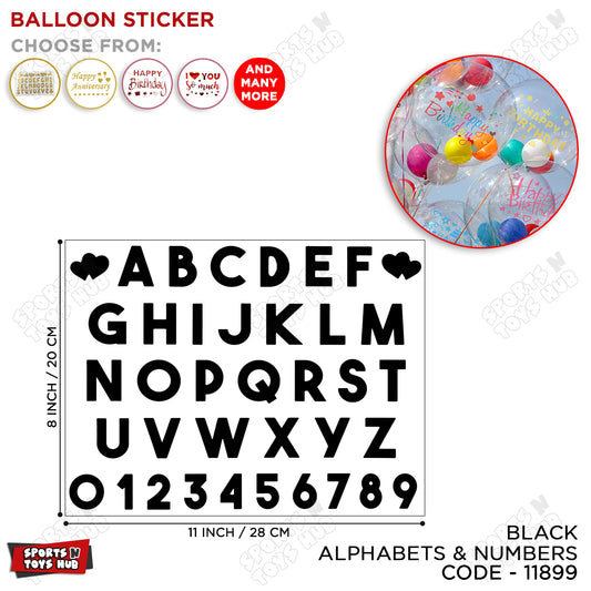 Numbers & Alphabets With Heart Balloons Sticker
