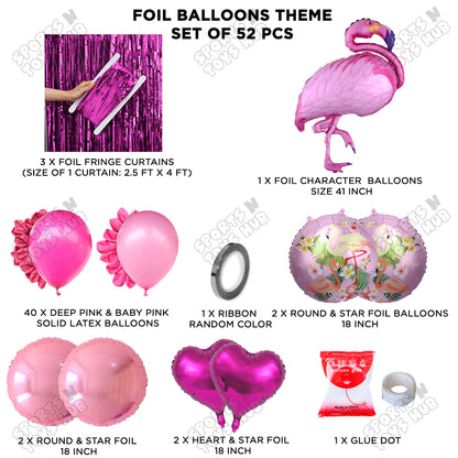 Flamingo Bird Pink Color Foil Balloon Set Theme
