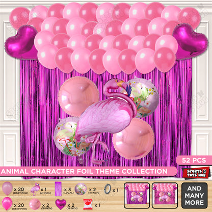 Flamingo Bird Pink Color Foil Balloon Set Theme