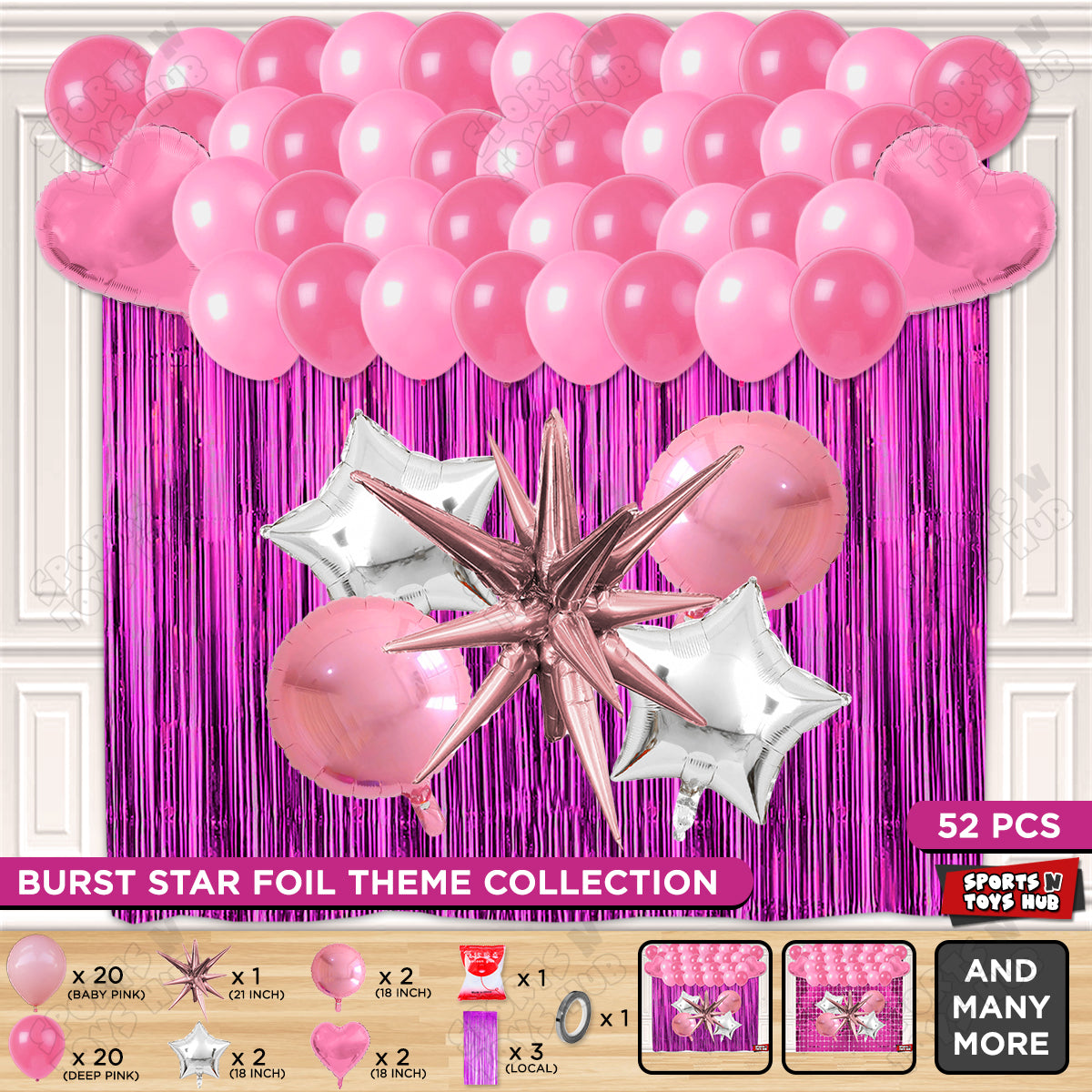 Brust Star Lilac Color Foil Balloon Party Decoration Set Theme