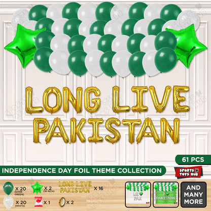 Long Live Pakistan Foil Letters Theme Collection