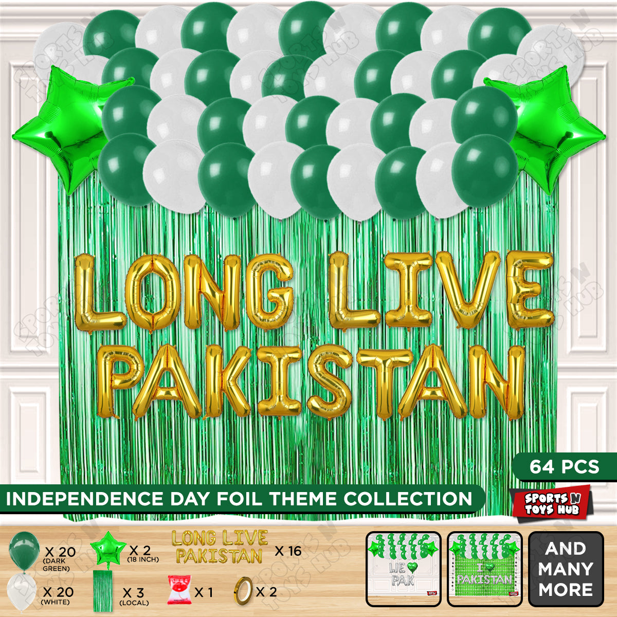 Long Live Pakistan Foil Letters Theme Collection