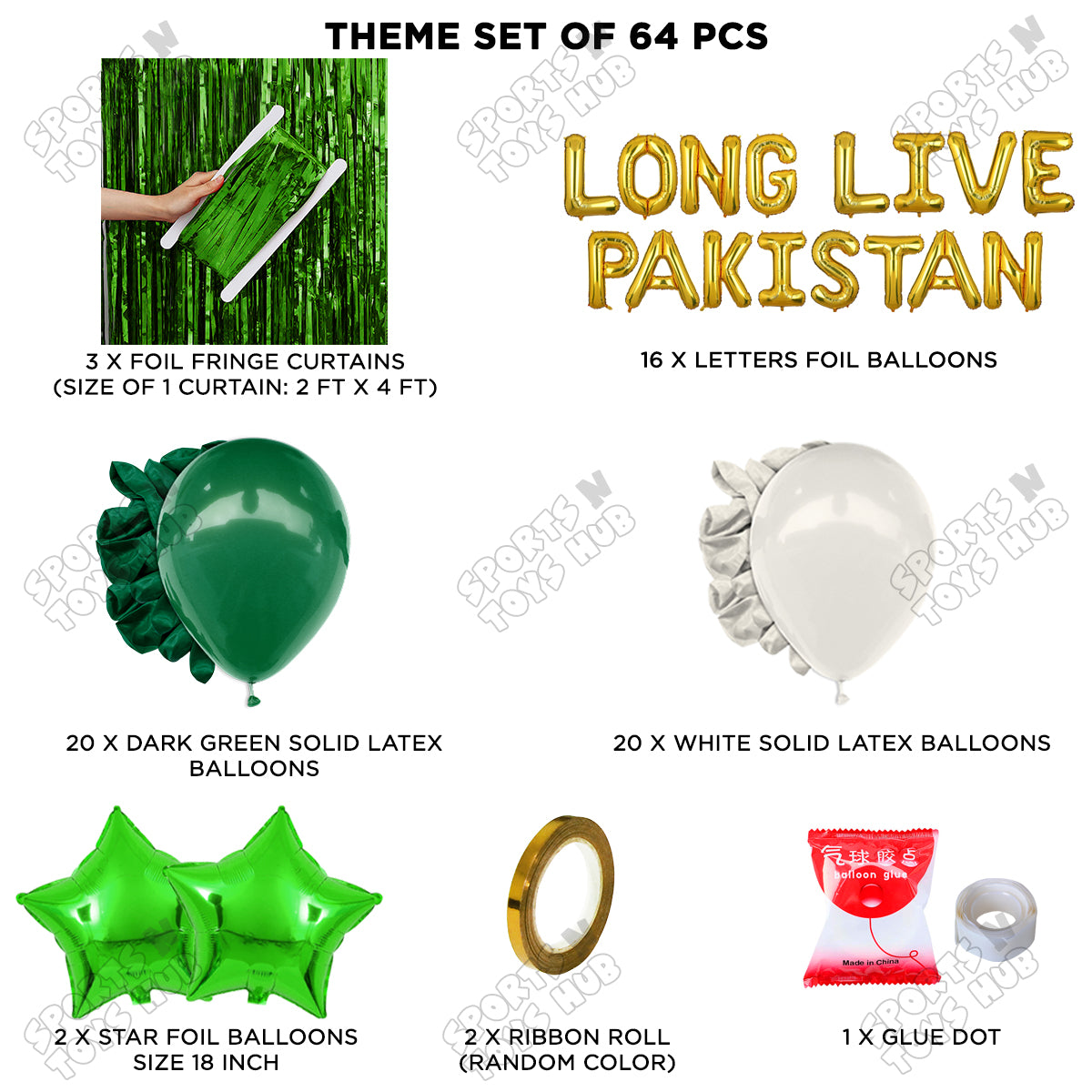 Long Live Pakistan Foil Letters Theme Collection