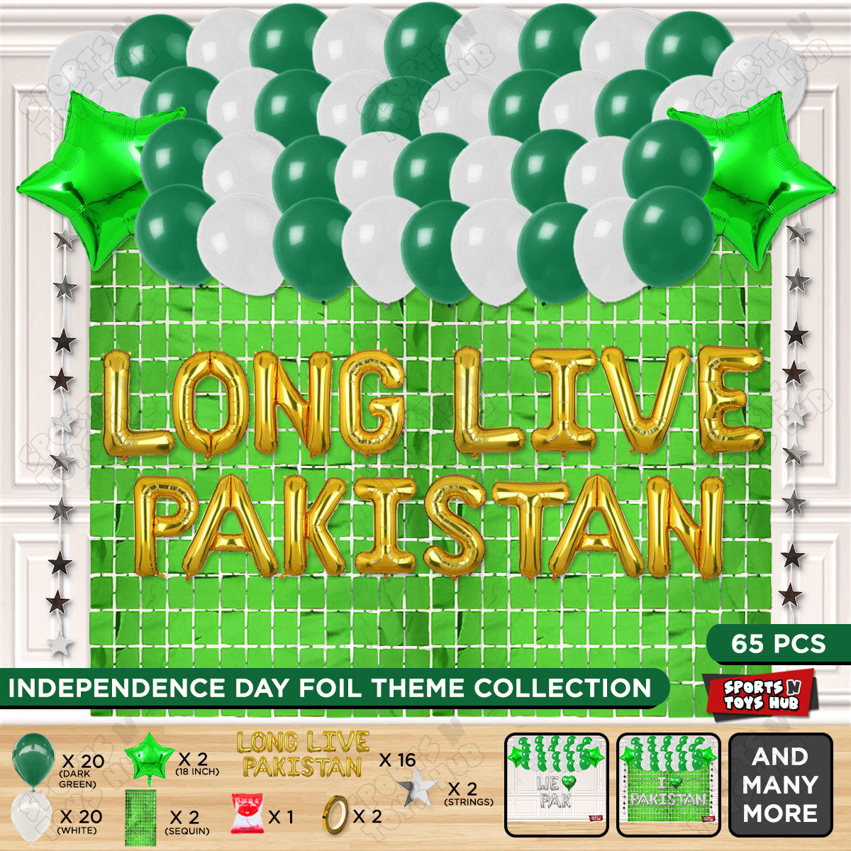 Long Live Pakistan Foil Letters Theme Collection