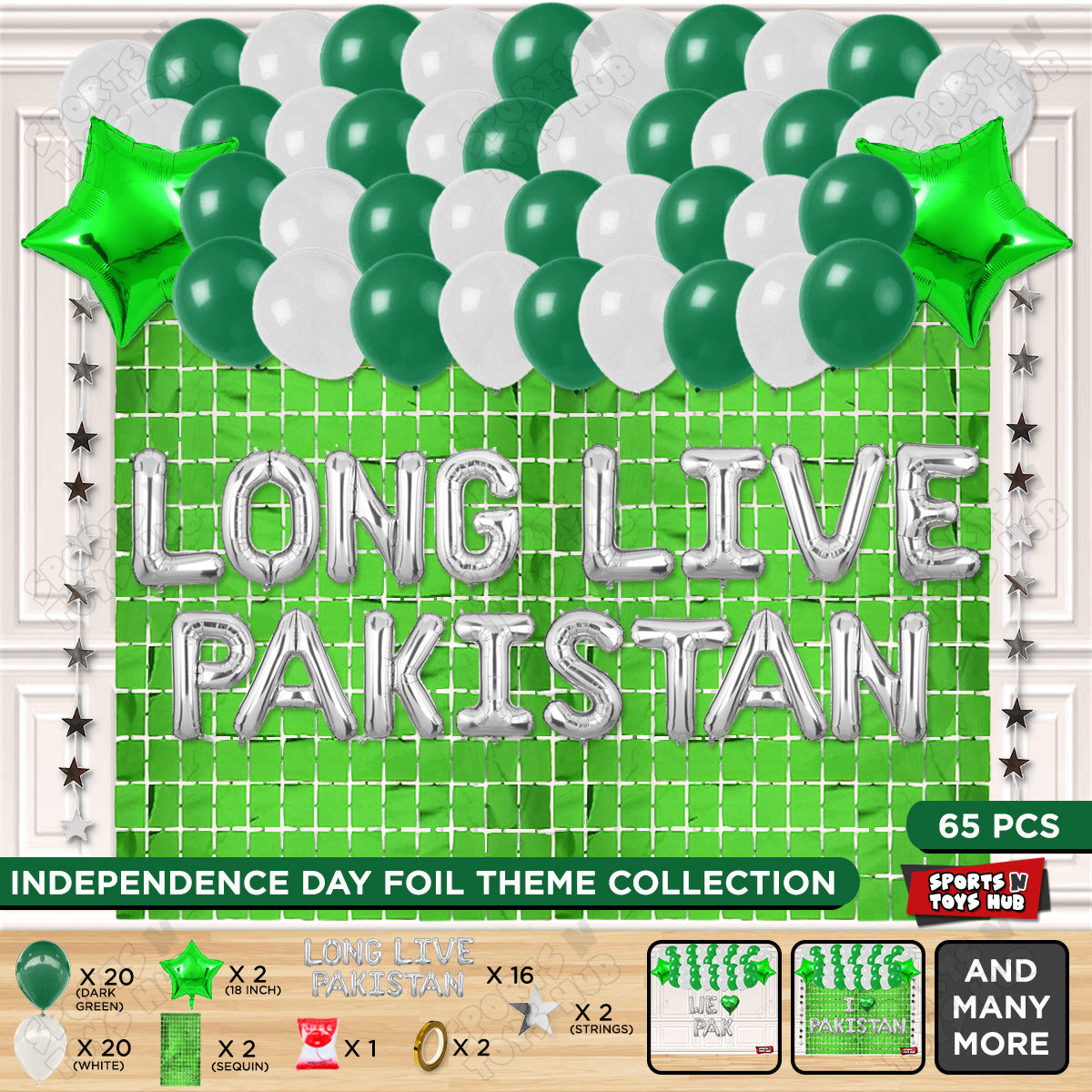 Long Live Pakistan Foil Letters Theme Collection