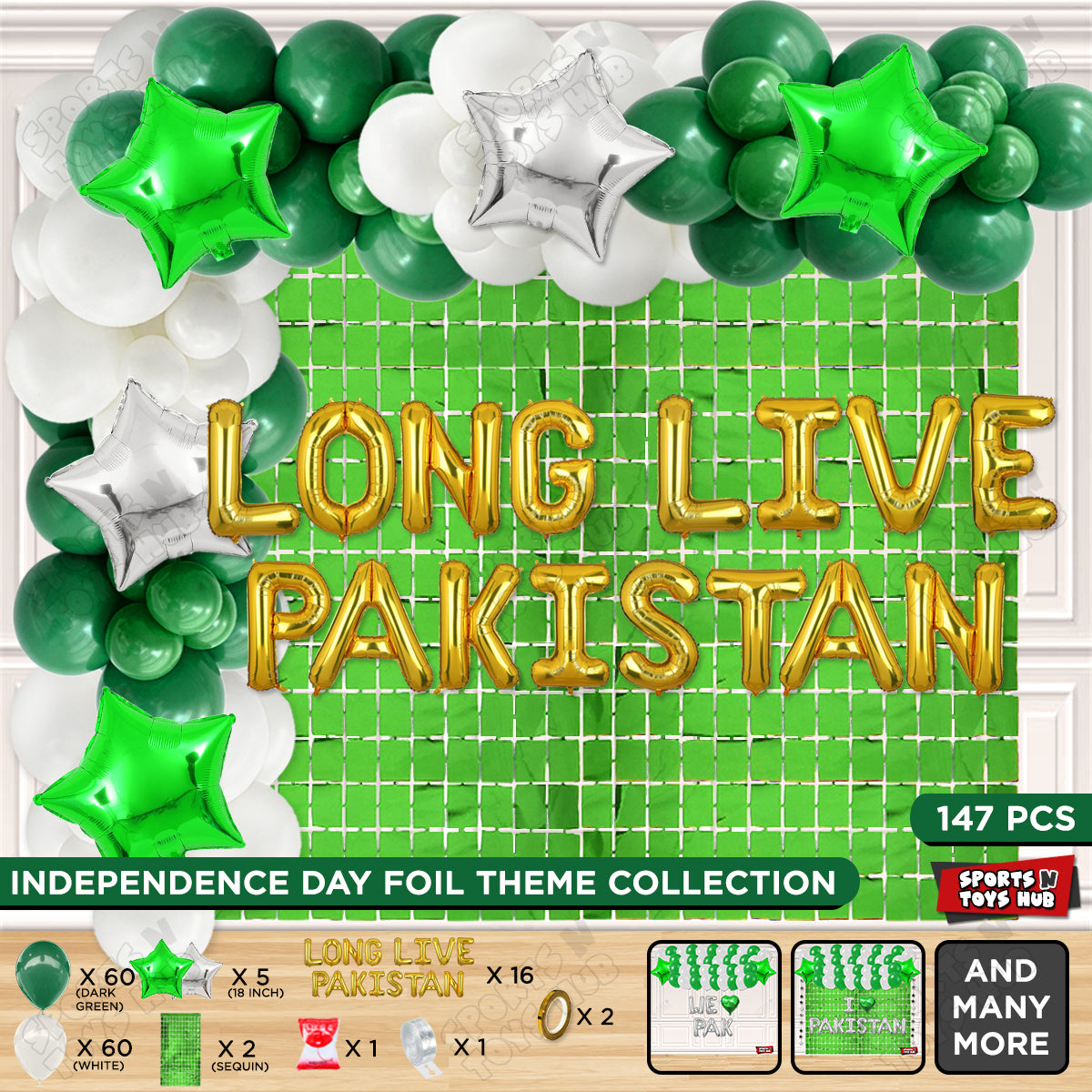 Long Live Pakistan Foil Letters Theme Collection