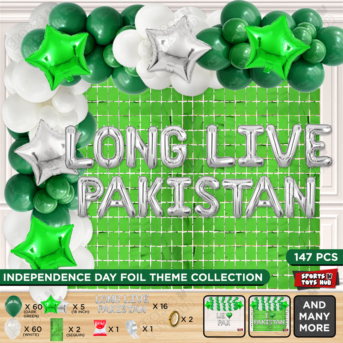 Long Live Pakistan Foil Letters Theme Collection