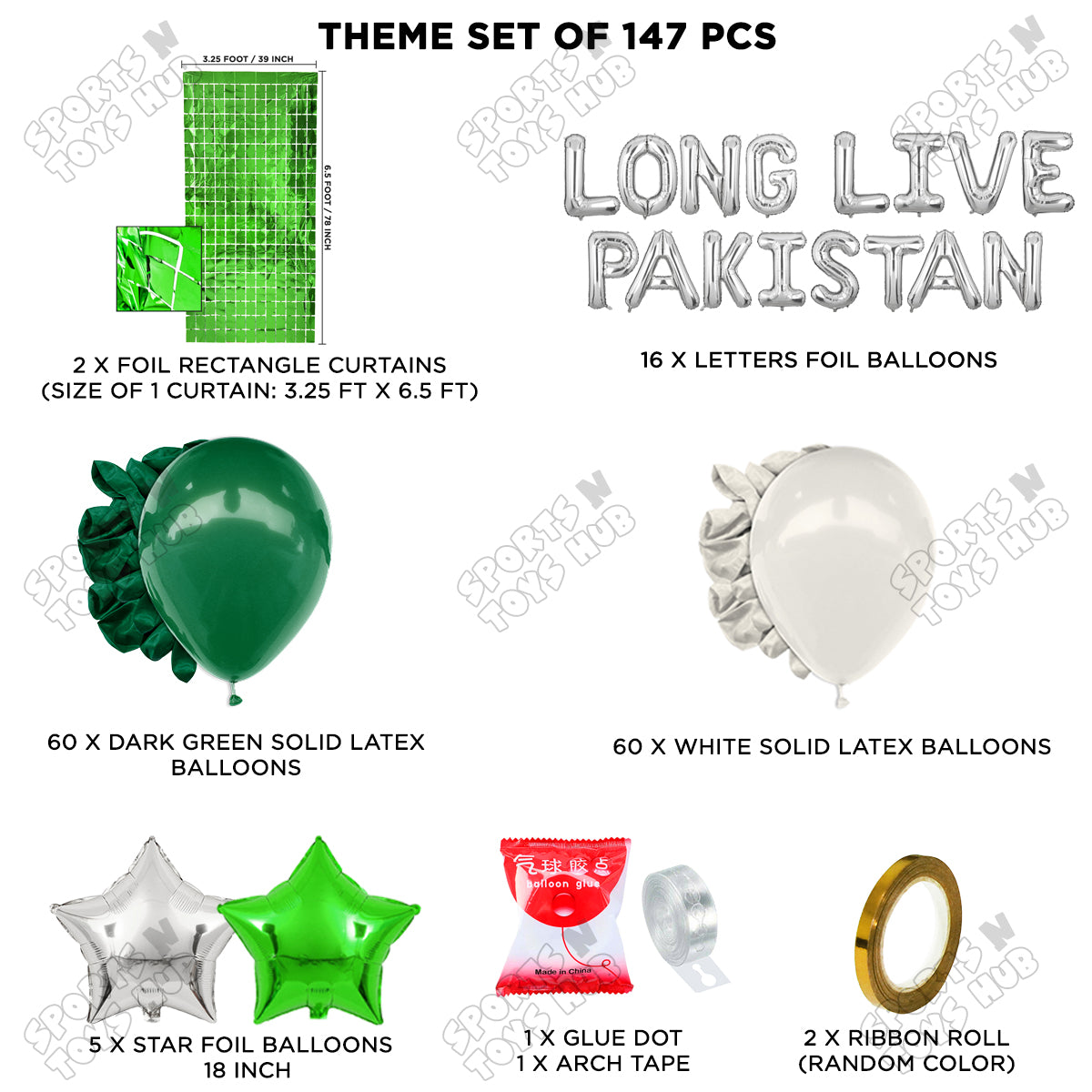 Long Live Pakistan Foil Letters Theme Collection