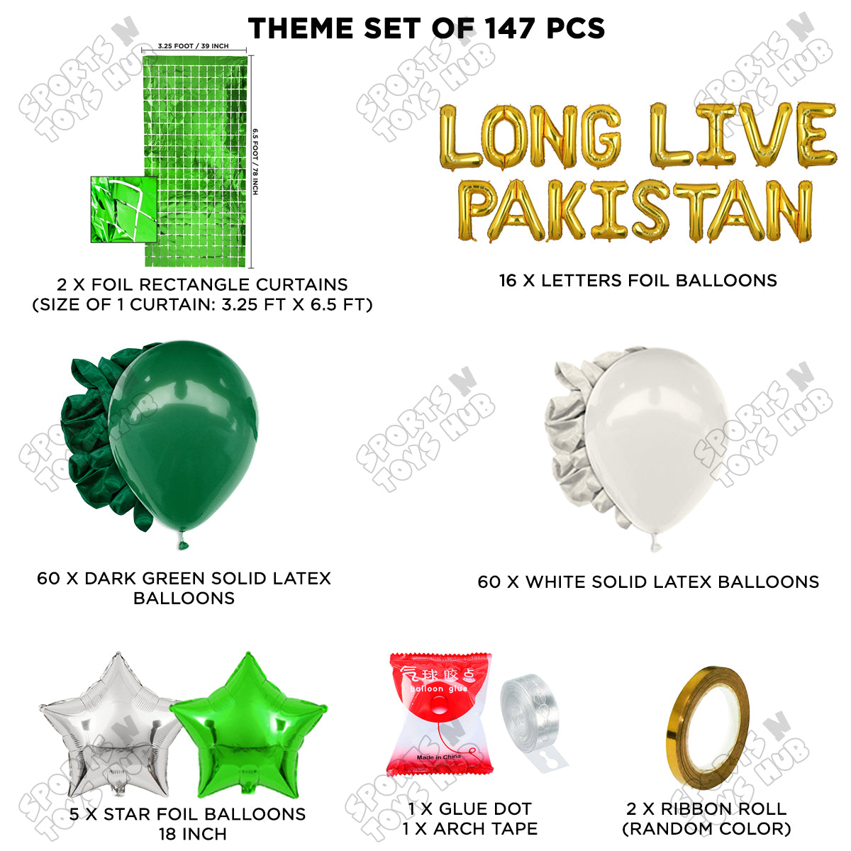 Long Live Pakistan Foil Letters Theme Collection