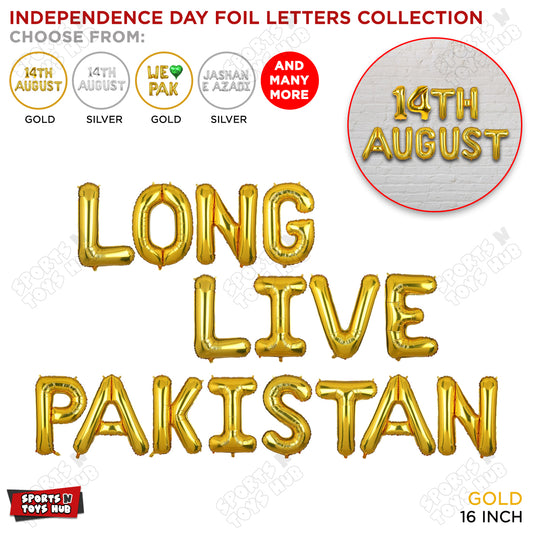 Long Live Pakistan Foil Letters Balloon
