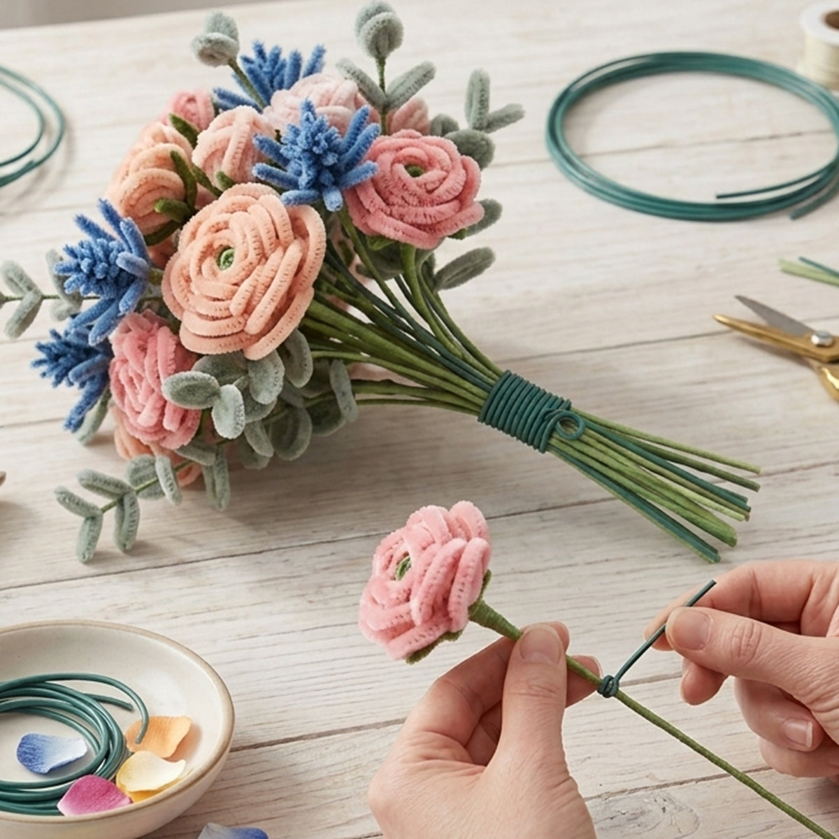 1mm Floral Stem Wire – Premium Green Florist Wire for Artificial Flowers, Bouquet Making, Wreath Making, Floral Arrangements & DIY Craft Supplies
