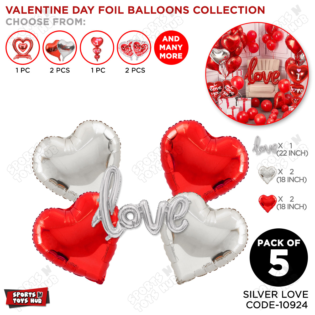 Love Cursive Foil Letter With Heart Set Collection