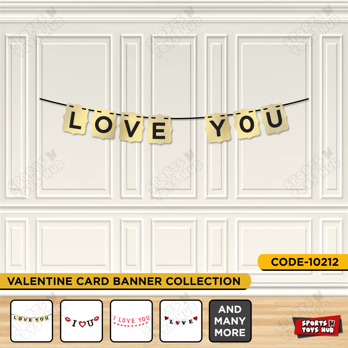 Valentine Day Shinny Gold Card Banner