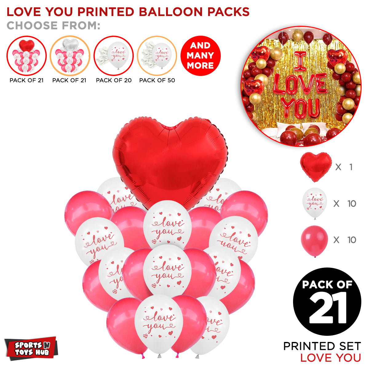 Love You Printed Balloons Bouquet