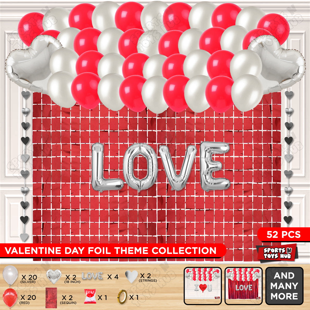Love Foil Letter Rectangle Curtain Theme Collection