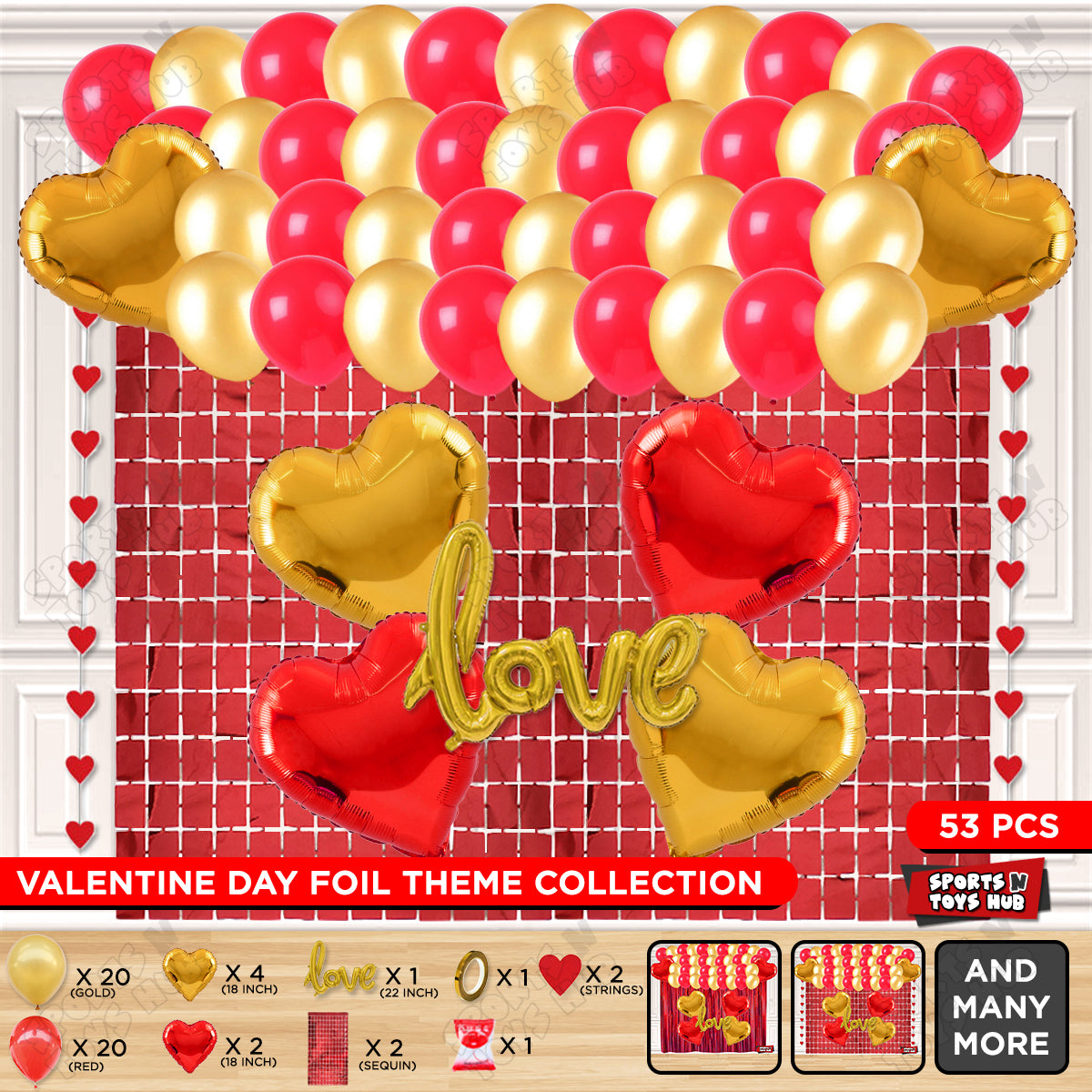 Love Foil Balloon Set Rectangle Curtain Theme Collection