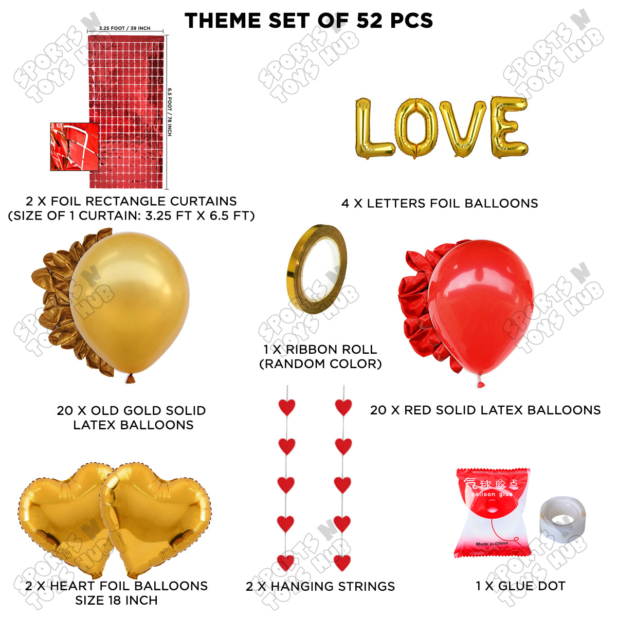Love Foil Letter Rectangle Curtain Theme Collection