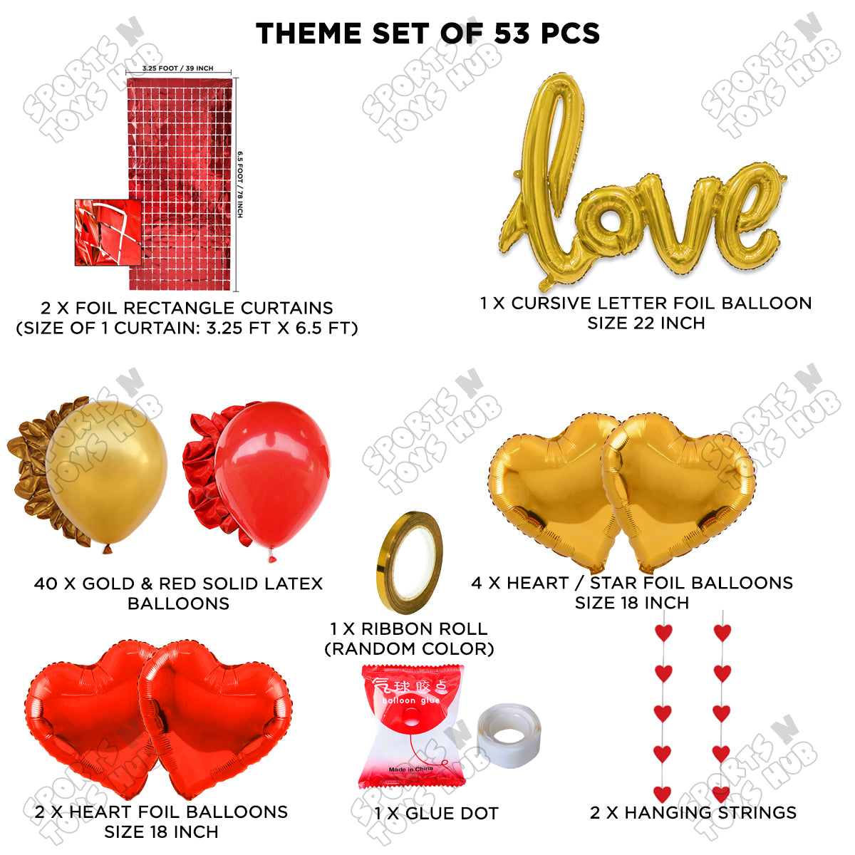 Love Foil Balloon Set Rectangle Curtain Theme Collection