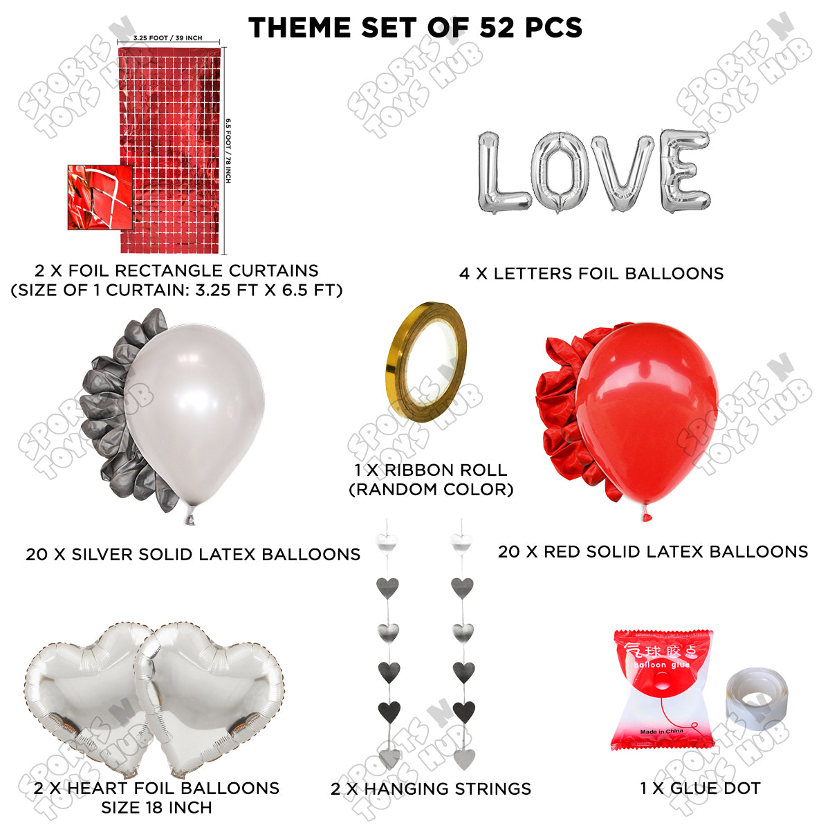 Love Foil Letter Rectangle Curtain Theme Collection