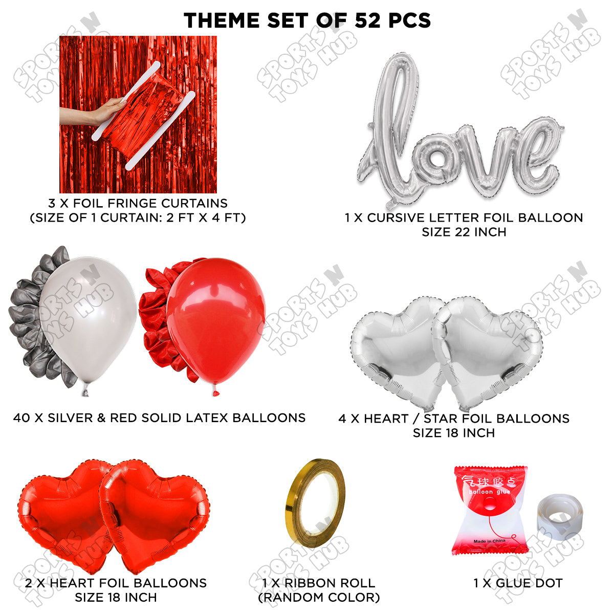 Love Foil Balloon Set Curtain Theme Collection