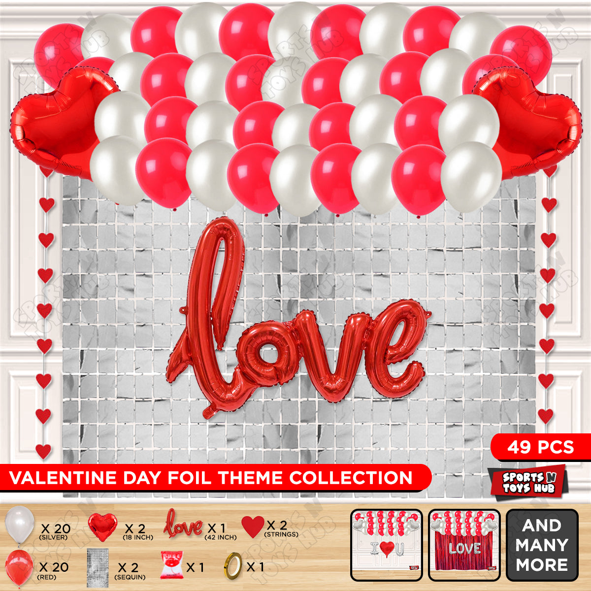 Love Cursive Foil Letter Rectangle Curtain Theme Collection