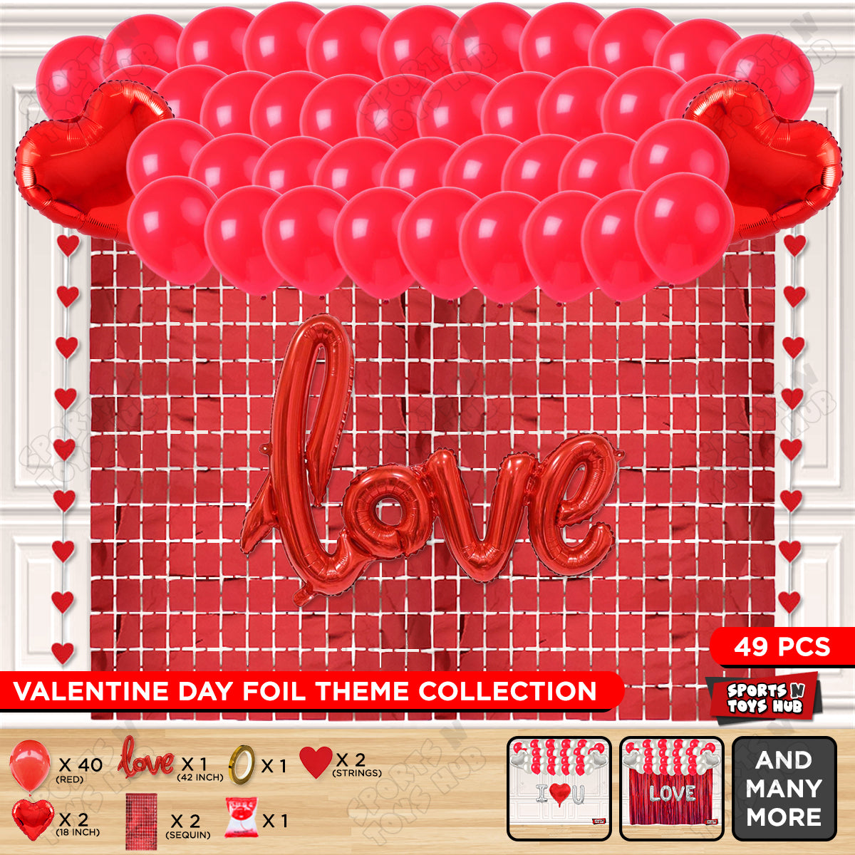 Love Cursive Foil Letter Rectangle Curtain Theme Collection