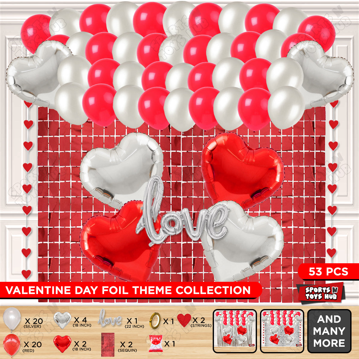 Love Foil Balloon Set Rectangle Curtain Theme Collection