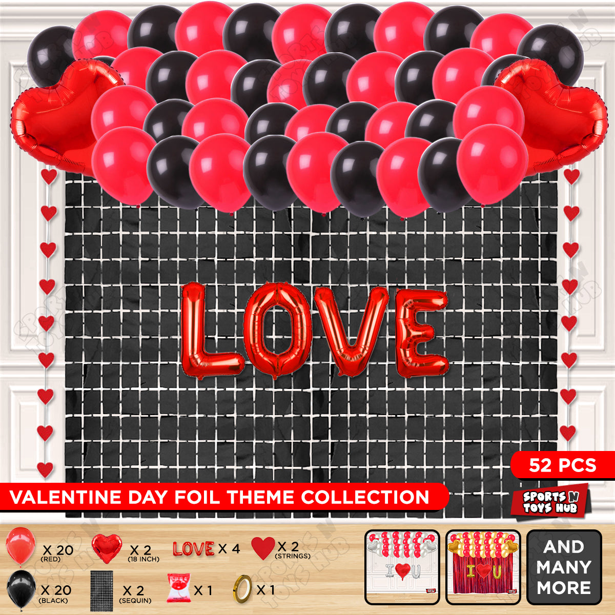 Love Foil Letter Rectangle Curtain Theme Collection