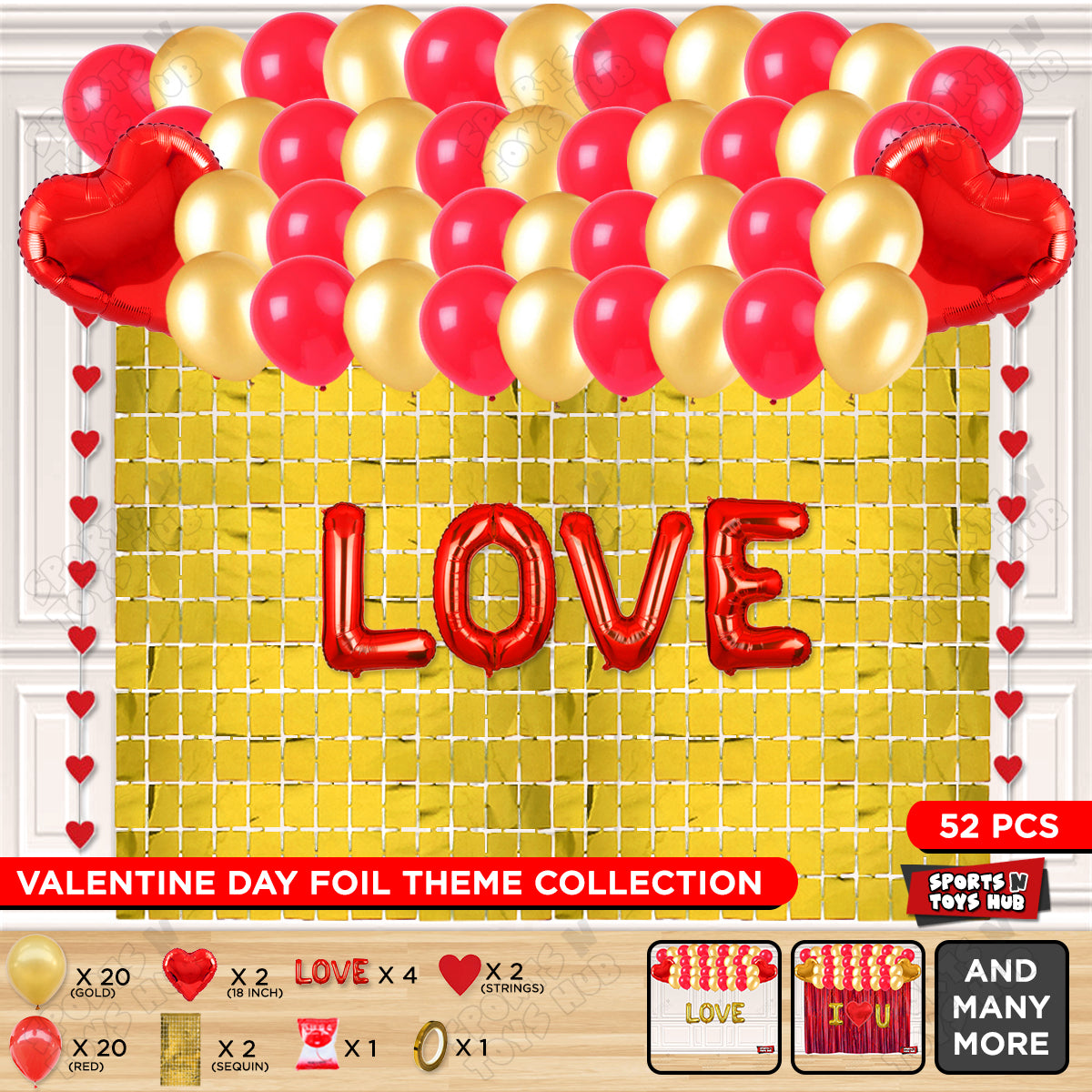 Love Foil Letter Rectangle Curtain Theme Collection